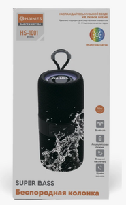 Портативная колонка TWS, 15Вт, АКБ 1200мAh, RGB-подсветка, HAIMES HS-1001 чёрный