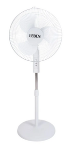 Вентилятор напольный тм LEBEN 45Вт, 3 скорости, диаметр 43см, 220в, белый