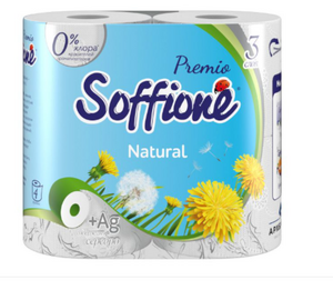 Бумага туалетная SOFFIONE Premio 3-сл 4рул Natural