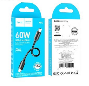 Дата-кабель HOCO X96 Hyper 60W Type-C to Type-C L=0.25M черный
