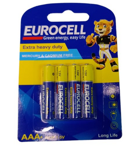 Батарейки Eurocell, цинк-углеродные AAА 4шт