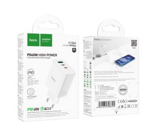 Зарядное устройство Hoco C126A, USB / 2x Type-C, 40 Вт Power Delivery/Quick Charge 3.0