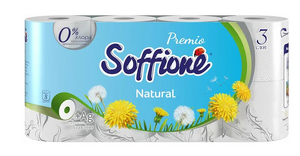 Туалетная бумага Soffione 8рул 3сл Premio Natural белая 1/5